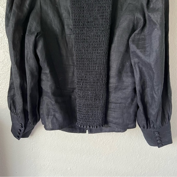 NEW Reformation MICAH CROPPED SMOCKED LINEN TOP size 16 - Picture 8 of 11